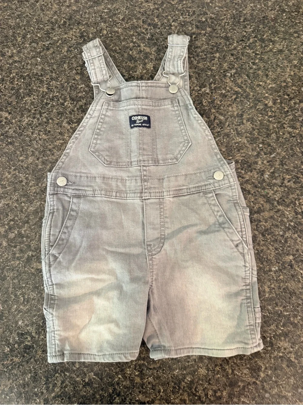OshKosh B'gosh Light Gray Denim Short Overalls
